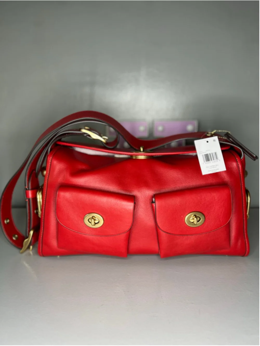 Coach Originals Turnlock Haversack Leather Shoulder Bag - Scarlett
